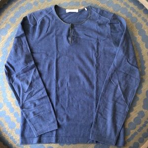 Men’s Sandro Paris Blue Henley Cotton Cashmere - S